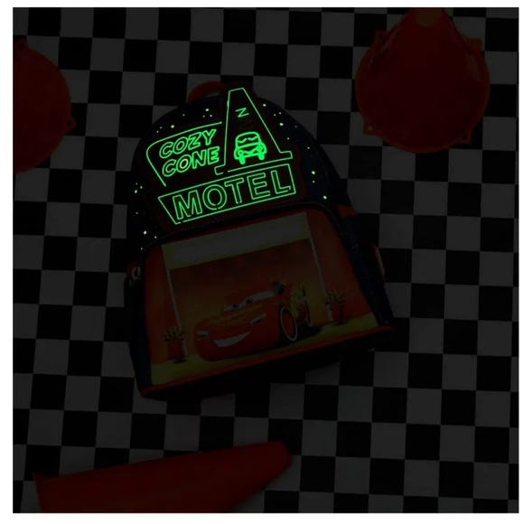 🚨NEW🚨Cars Cozy Cone Motel Glow Backpack & Wallet- Loungefly - Picture 10 of 15